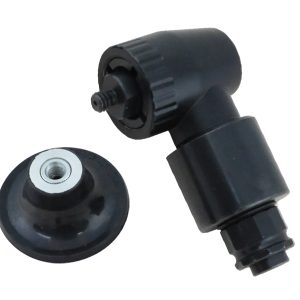 Hsutech angle sander head with backing pad close up view